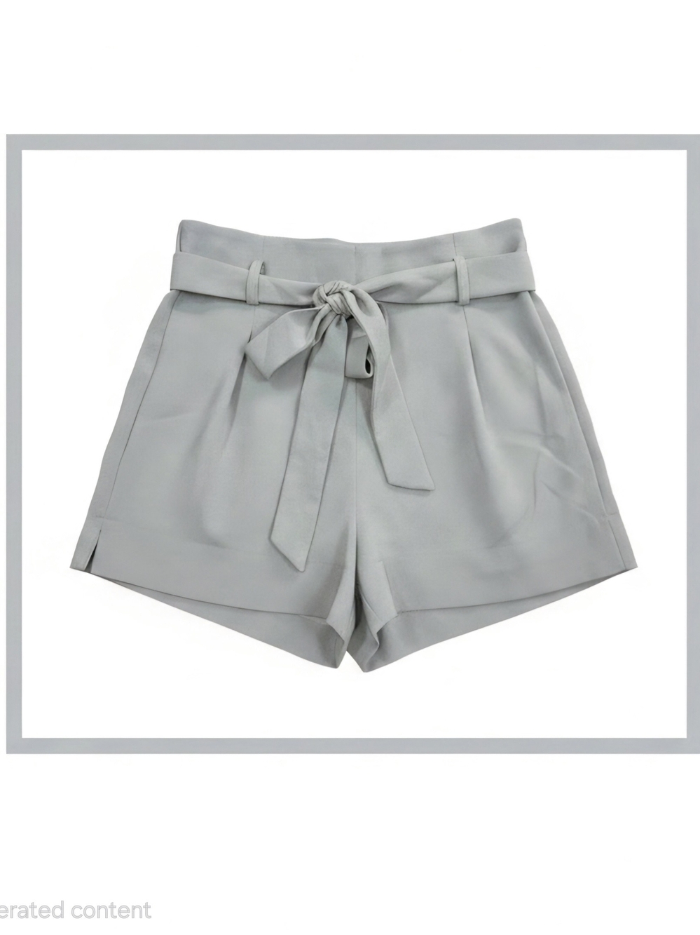 High-Waist Tie-Belt Women's Shorts in Light Gray By HAVE - Small